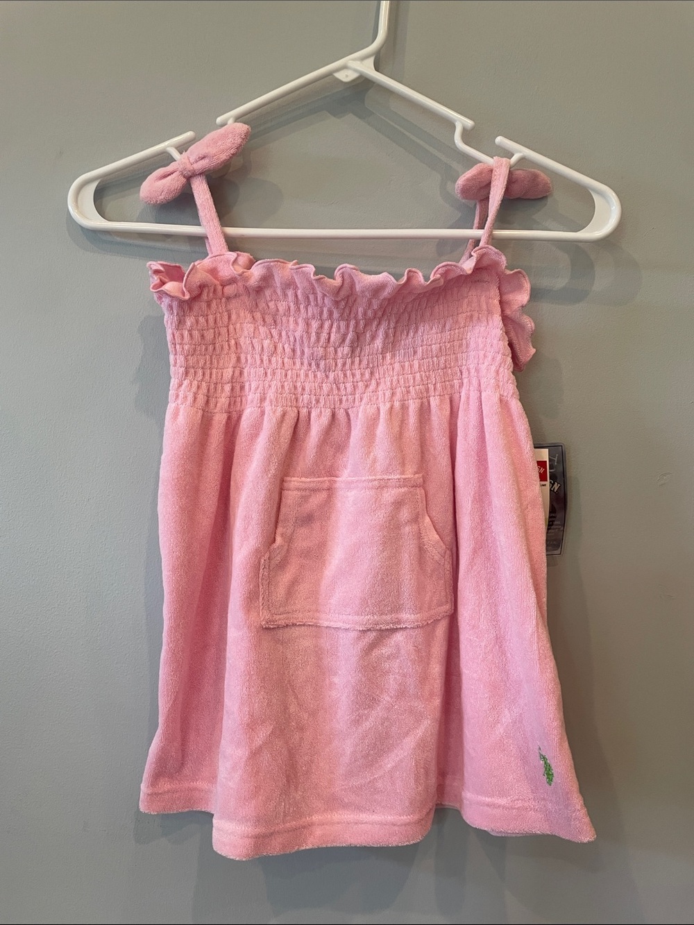 Pink Terry Cloth Sundress with Front Pocket girls size 4 new